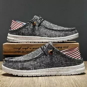 39-48 Мужская воздухопроницаемая спортивная повседневная обувь из джинсовой ткани, сверхлегкая удобная уличная обувь для ленивых из ЭВА 39 чёрный