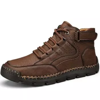 39-48 Мужские ботильоны, плюшевые туфли ручной работы, повседневная обувь, осенне-зимние ботинки больших размеров 38 чёрный