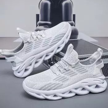 39-48 Мужские сверхлегкие кроссовки для бега, повседневная спортивная обувь, рыбья чешуя, большой размер, теннисные туфли для фитнеса 39 чёрный