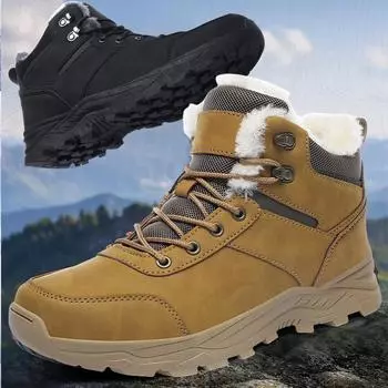 39-48 осень/зима мужские большие размеры плюс бархатная резиновая подошва зимние ботинки мужские зимние ботинки для снега 39 чёрный