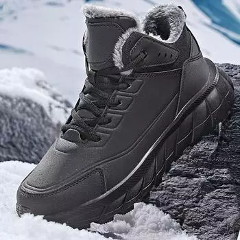 39-48 осень/зима мужские очень большие размеры плюшевые резиновые подошвы зимние ботинки мужские зимние ботинки для снега 39 чёрный