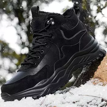39-48 зимние мужские большие размеры зимние плюс бархатные утолщенные теплые зимние хлопковые ботинки зимние ботинки для мужчин 39 чёрный