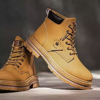 39-48 зимние мужские ботинки больших размеров модные трендовые ботинки на толстой подошве с высоким верхом повседневные рабочие ботинки 39 чёрный