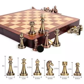 39 см роскошный деревянный шахматный набор, складная коробка ручной работы с утяжеленными фигурами из цинкового сплава, идеальный подарок на Хэллоуин, День благодарения
