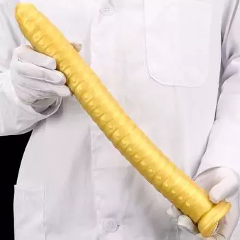 39 см Золотой Силиконовый Мягкий Удлиненный Анальный Плагин Анальный Мастурбатор Фаллоимитатор Секс-Игрушка Реалистичный Пенис Фистинг Женское Доминирование Раб