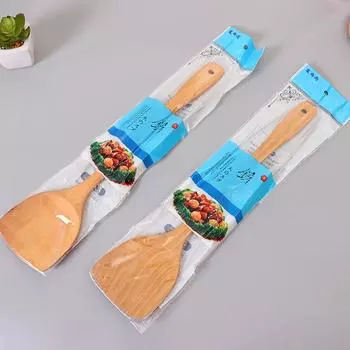 - 39cm Non-Stick Bamboo Spatula with Long Handle for Smokeless Cooking