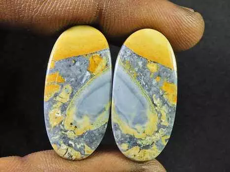 39Cts. Натуральная яшма Малигано (14 мм X 29 мм каждый) Пара овальных кабошонов SK-2790