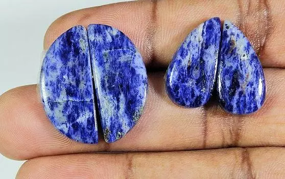 39Cts. Натуральный синий содалит пара микс кабошон драгоценный камень россыпью 2 пары лот PP-779