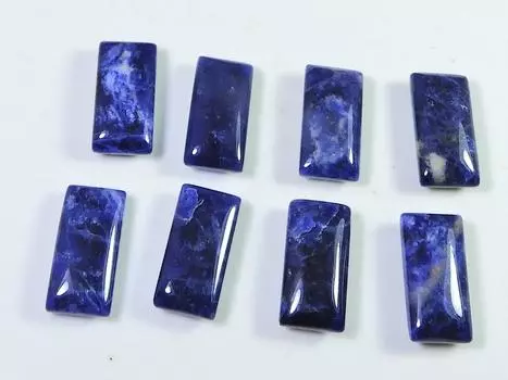 39Cts. Natural Sodalite Rectangle Cabochon Loose Gemstone 08 Pcs Lot 8X16MM RQ-1957