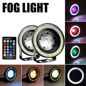 3,0/3,5 дюйма противотуманные фары «ангельские глазки» 12 В с дистанционным управлением COB светодиодные DRL лампы дневного света 76/89 мм 3.0 inch