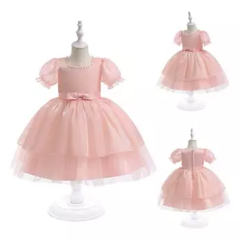 3-10 лет крещение свадебное платье для девочки первый день рождения одежда милое без рукавов крестильное платье для малышей девочка одежда 110cm розовый
