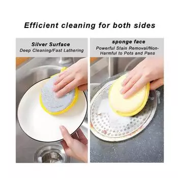 3-10pcs Double Side Dishwashing Sponge Reusable Washable Sponges Dish Washing Brush Household Cleaning Kitchen Clean Tools 3pcs зелёный