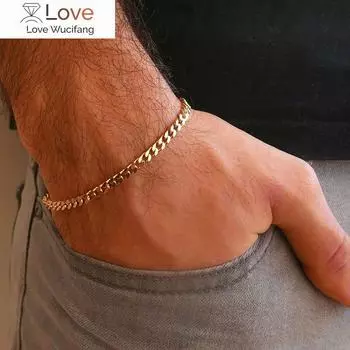 3-11 мм массивный браслет-цепочка Miami Curb для мужчин, браслет из нержавеющей стали с кубинскими звеньями, классические панк-тяжелые мужские украшения 18cm