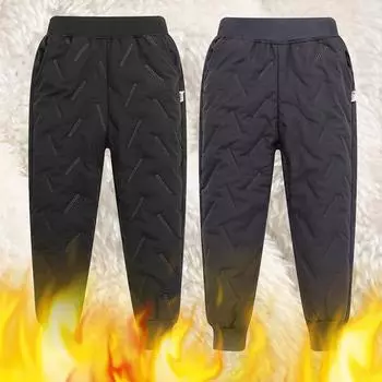 3-12 лет детские зимние теплые хлопковые пуховые штаны детские ветрозащитные брюки 110