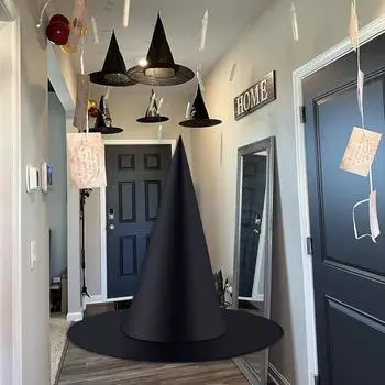 3/12 шт., вечерние сувениры на Хэллоуин, черные шляпы ведьм с веревкой, волшебные шляпы оптом для украшения крыльца дома на Хэллоуин 3PCS