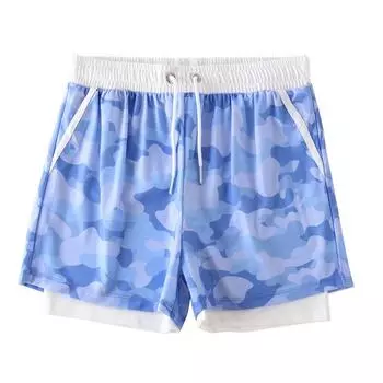 3-13 лет дети мальчики двухслойные пляжные шорты завязывающиеся на шнурок купальники брюки S