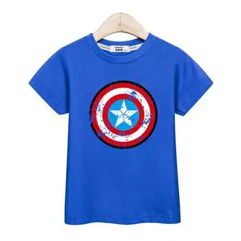 3-13T Детская ретро-футболка с изображением щита, топы с пентаграммой для мальчиков, летняя рубашка с короткими рукавами, хлопковая одежда 100cm