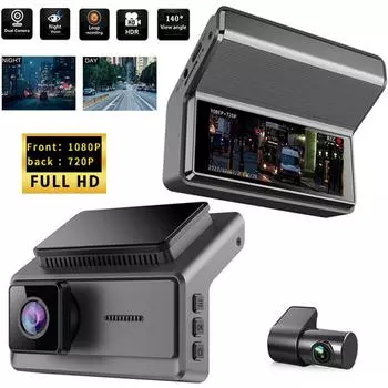 3,16-дюймовый автомобильный рекордер с двумя объективами высокой четкости 1080p, передняя и задняя камера с двойной записью, видеорегистратор