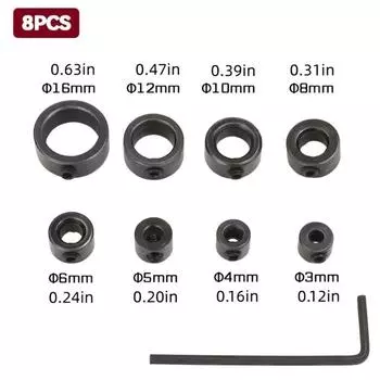 3-16 мм ограничительное кольцо для сверла, кольцо для позиционирования спирального сверла, оптовая продажа аксессуаров для инструмента, ограничительное кольцо для регулировки глубины сверления по дереву 8 pieces