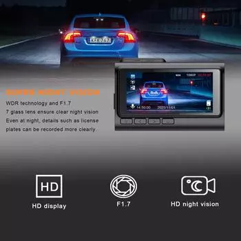 3.16inches IPS WiFi Dual lens Dashcam Car Camera front rear Night Vision Recording Loop Dash Recorder Vehicle Accessories none