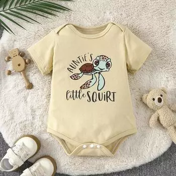 3-18 месяцев Детский хлопковый комбинезон с принтом «Маленькая тетушка-брызгалка» Боди с короткими рукавами 3-6M