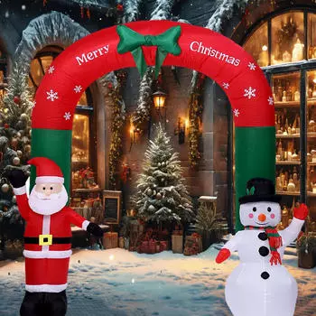 3,1 м высокая светящаяся рождественская надувная арка с Санта-Клаусом и снеговиком
