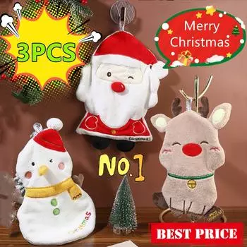 3/1 шт. Полотенце для рук с изображением Санта-Клауса, рождественские подвесные полотенца, детское полотенце для купания, впитывающее кухонное полотенце для уборки, Рождественский декор