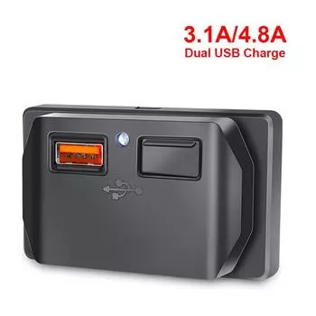 3.1A 4.8A автомобильное зарядное устройство гнездо Dual USB 12V 24V для мотоцикла, автомобиля, грузовика, квадроцикла, лодки, автофургона, автобуса, адаптер питания, розетка со светодиодной подсветкой