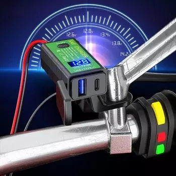 3.1A/4.8A TYPE-C для телефона с вольтметром, переключатель вкл./выкл., 12 В SAE на два USB-адаптера для быстрой зарядки, USB-зарядное устройство для мотоцикла