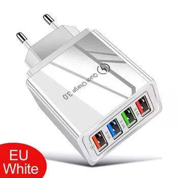 3.1A 4 порта EU/US Plug USB зарядное устройство быстрая зарядка QC 3.0 телефон зарядное устройство для iPhone Samsung Xiaomi зарядный адаптер EU Style белый