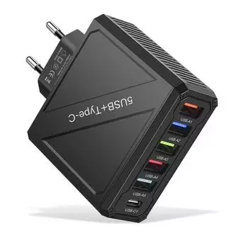 3.1A 6 портов USB зарядное устройство PD адаптер быстрой зарядки для iPhone 16 15 14 Xiaomi Samsung мобильный телефон штекер зарядное устройство QC 3.0 настенное зарядное устройство EU Plug белый