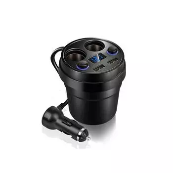 3.1A Автомобильное зарядное устройство для прикуривателя Быстрая зарядка с 2 розетками 2 USB-порта для iPhone 14 13 Pro Max 12 11 Sumsung Xiaomi OnePlug чёрный