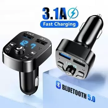 3.1A Bluetooth 5.0 Автомобильный Bluetooth Аудио MP3-плеер Двойной USB Автомобильное зарядное устройство Адаптеры Быстрая зарядка Bluetooth FM-передатчик Приемник Black