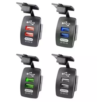 3.1a Двойной USB Автомобильное Зарядное Устройство Рокер Адаптер Розетка Водонепроницаемый Авто Адаптер Qc3.0 Зарядное Устройство для Телефона Для Рокер Морской Лодочный Переключатель зелёный