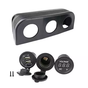3.1A Dual USB автомобильное зарядное устройство 12V/24V гнездо прикуривателя вольтметр с 3 отверстиями основание палатки для автомобиля мотоцикла лодки квадроцикла красный