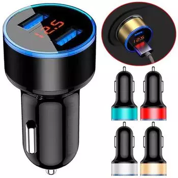3.1A двойной USB 2 порта ЖК-дисплей 12-24 В розетка автомобильное зарядное устройство синий