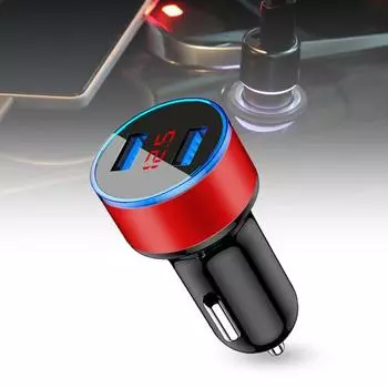 3.1A двойной USB-дисплей напряжения автомобильного зарядного устройства из круглого алюминиевого сплава золотистый