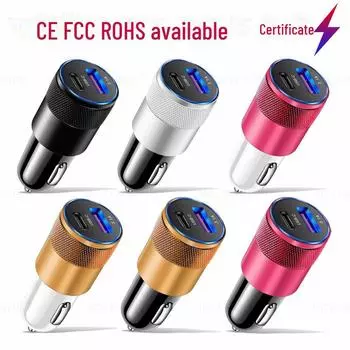 3.1A USB+PD алюминиевое автомобильное зарядное устройство для мобильных телефонов USB+PD серебряный/чёрный