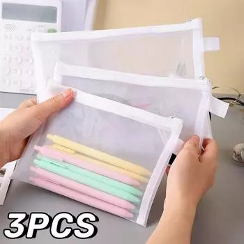 3/1PCS Waterproof Zipper Pouches Small Zippered Mesh Bags Large File Folder Bags Multipurpose Zippered Pouches Zip Storage Bags 1PCS