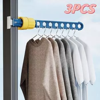 3/1Pcs Window Frame Clothes Hanging Rack Portable Indoor Window 8-Holes Drying Rack Adjustable Home For Clothes Stand 1PC зелёный