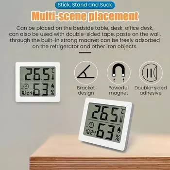 3,2-дюймовый большой ЖК-экран многофункциональный термометр гигрометр электронный точный датчик температуры и влажности термометр белый