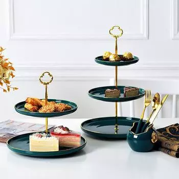 3/ 2 Tier Cake Stand Gold Fruit Tray Cupcake Afternoon Tea Wedding Plate Serving Dessert Party Ceramic Tableware Home Decor