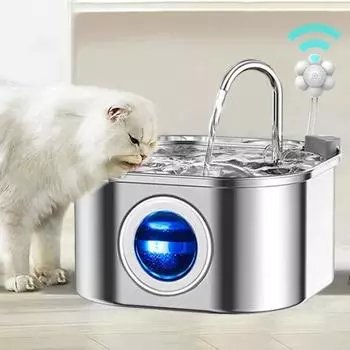 3.2L Cat Water Dispenser Прозрачное окно с датчиком 108oz Super Quiet& Pets Auto Filter Нержавеющая сталь Cat Water Fountain