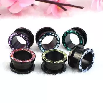 3-30 мм блестящие черные полые ушные туннели, манометры и заглушки, винтовые приспособления, растягиватель для ушей, расширитель, ювелирные изделия для пирсинга ушей 3mm фиолетовый