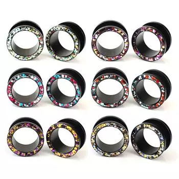 3-30 мм черные полые ушные манометры, туннели, винты, беруши, носилки, расширитель, украшения для пирсинга 3mm зелёный