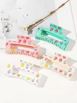 3.34Дюйма Пасхальный Милый Кролик Пипс Кролик Принт Яйца Заколки-Клешни для Волос для Женщин Девушек Нескользящие Заколки-Бананы Аксессуары Весенняя Вечеринка Подарок