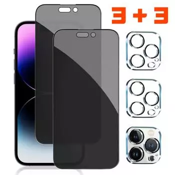 [3 + 3 упаковки] Закаленное стекло для конфиденциальности для iPhone 14 13 11 Pro 12 Mini XS Max X XR, антишпионское стекло для iPhone 14 Plus, защитные пленки для экрана iphone 11 чистый