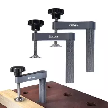 3/4 (19мм) Фиксированный зажим для собачьего отверстия, регулируемый зажим для стола MFT из нержавеющей стали для деревообрабатывающих инструментов — 2 шт. чёрный/серебряный