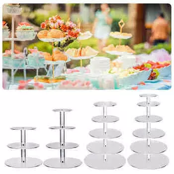 3/4/5/6 ярусная стеклянная витрина для торта, прозрачная подставка для украшения, стойка для инструментов 3 Layers