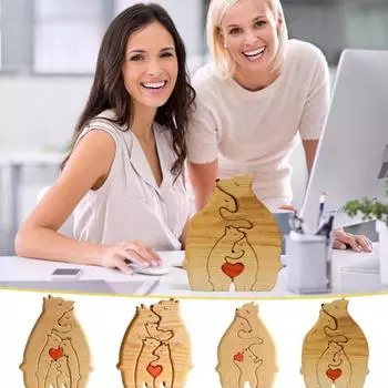 3/4/5/6 шт. деревянные медведи семейные головоломки с именем настраиваемые деревянные головоломки домашний декор развивающая игрушка подарок на день рождения 3pcs